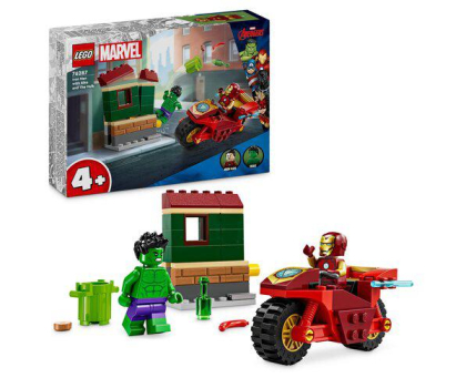 Klocki LEGO® LEGO Super Heroes Marvel 76287 Iron Man z motocyklem i Hulk